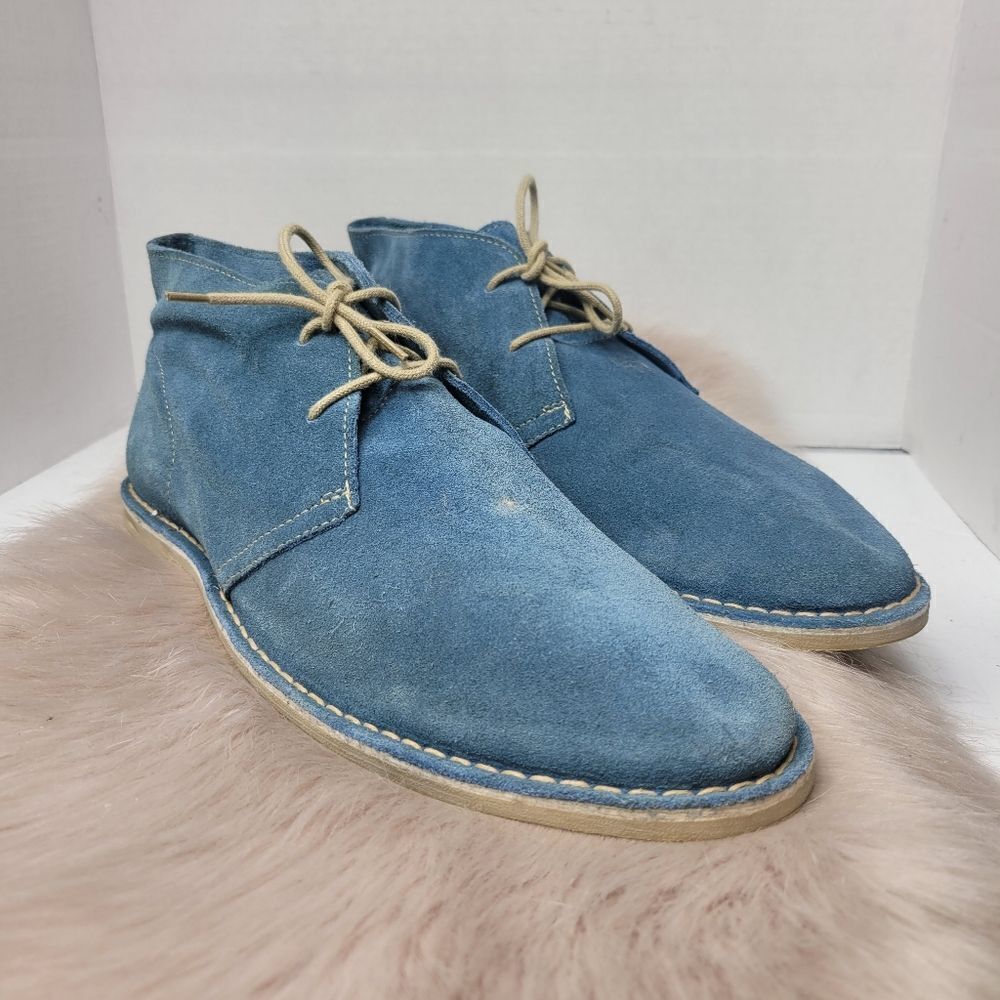 1901 Mens Blue Suede Lace Up Chukka Boot Shoes Size 11